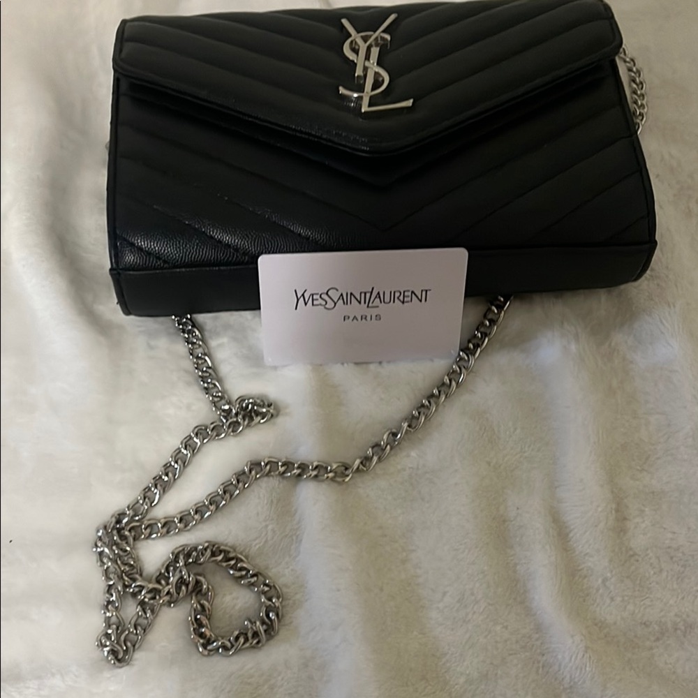 Yves Saint Laurent Black Quilted Chain Bag